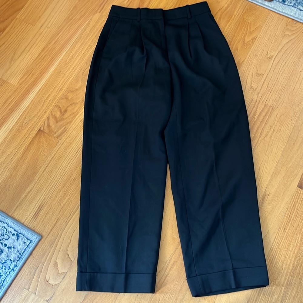 J.Crew Wide-leg essential pant in Italian city wool blend size 2 Black BT496